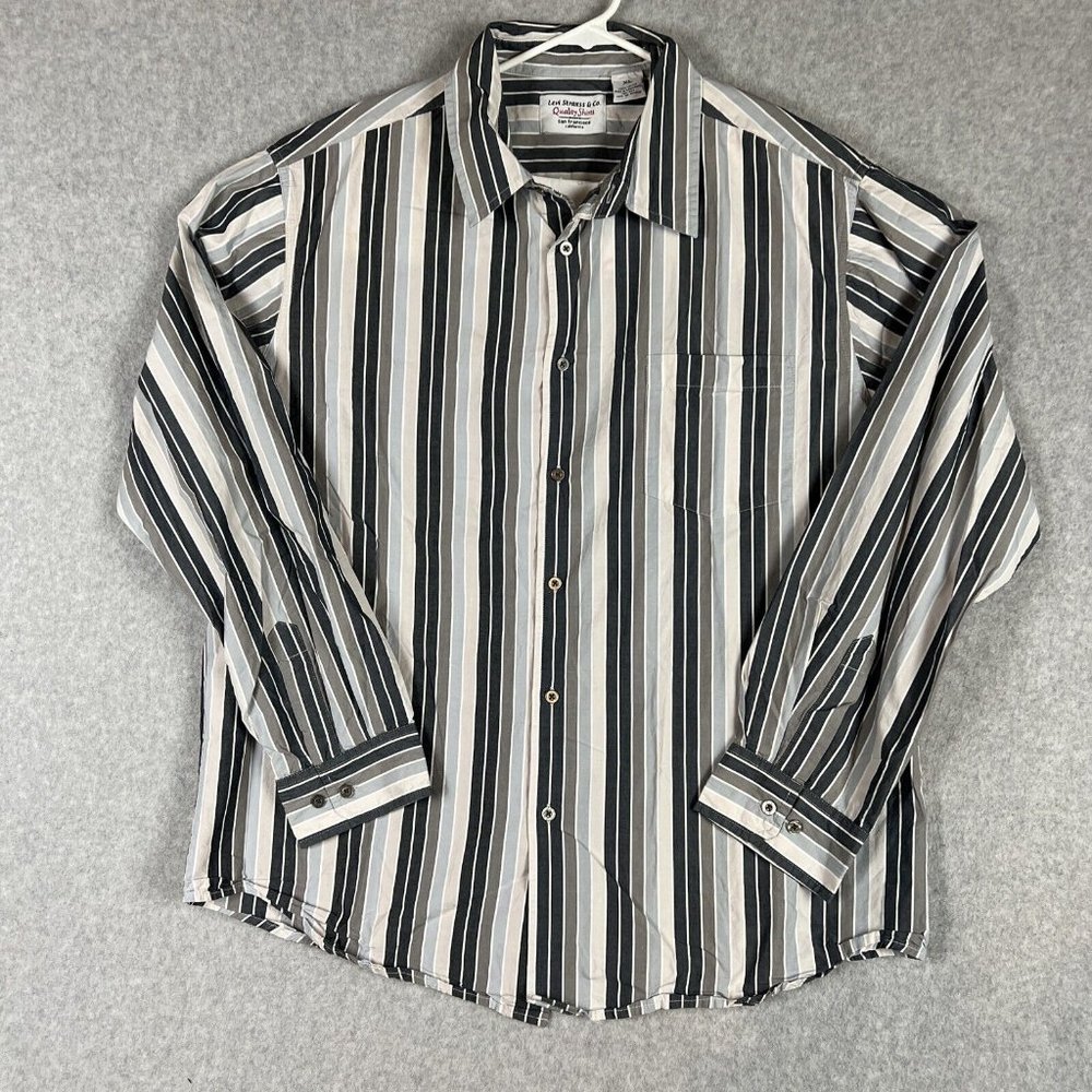 Levis Levi Strauss Quality Mens Shirt XL 100% Cotton Multicolor Stripes